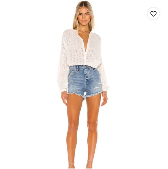 Free People We The Free Crvy Vintage Raw Hem Distressed Button Fly Jean Shorts - Picture 1 of 14